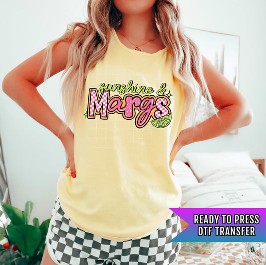 Sunshine & Margaritas DTF Transfer Ready For Press, Summer Dtf Prints, Vacay Mode DTF, Heat Press Transfers, Direct To Film, Custom Transfer