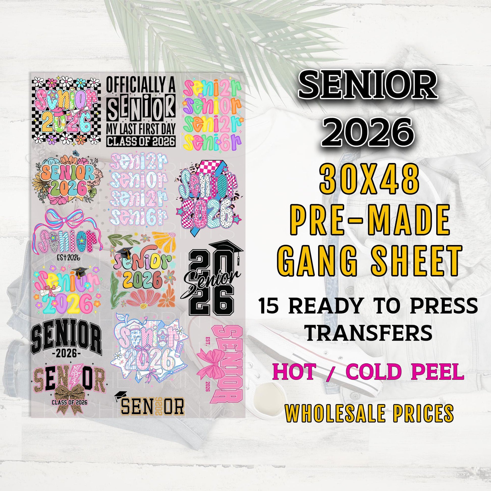 Senior 2026 Gang Sheet, Senior DTF Transfers, Senior 2026 DTF Transfer Ready For Press, Senior Class of 2026 Transfers, Graduation Transfers