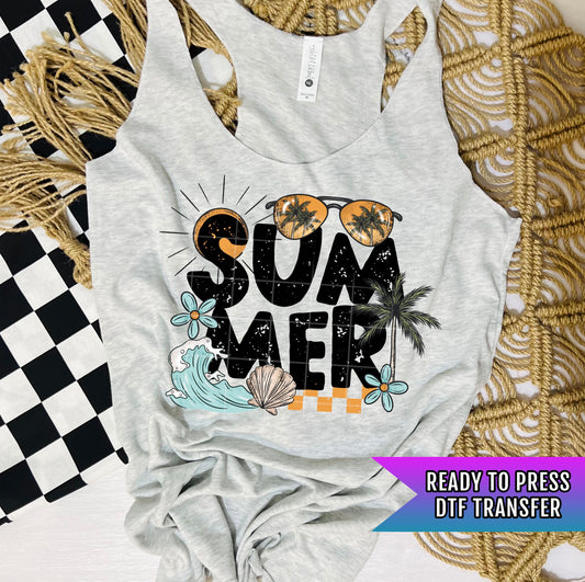 Summer Vibes DTF Transfer Ready For Press, Summer Dtf Print, Sunshine DTF, Heat Press Transfer, Direct To Film, Custom Transfer, Palms Trees