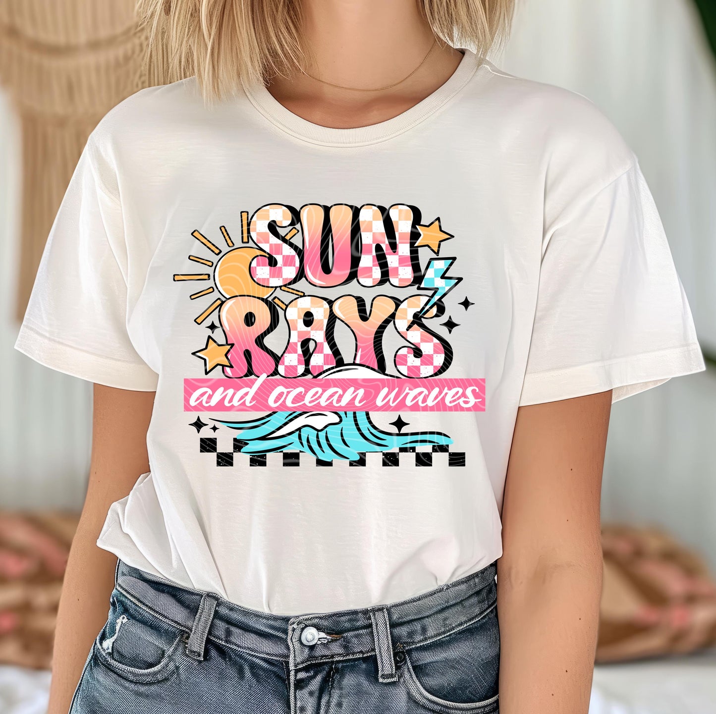 Sun Rays And Ocean Waves DTF Transfers Ready For Press, Summer Dtf, Sunshine DTF Print, Heat Press Transfer, Direct To Film, Custom Transfer