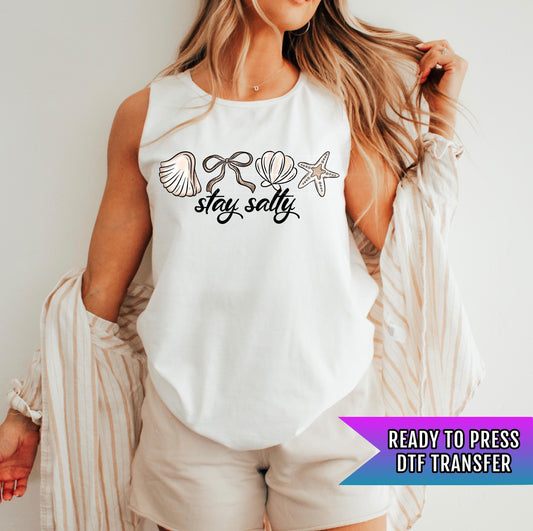 Stay Salty DTF Transfer Ready For Press, Summer Dtf Prints, Summer DTF Print, Heat Press Transfer, Direct To Film, Custom Transfer, Coastal