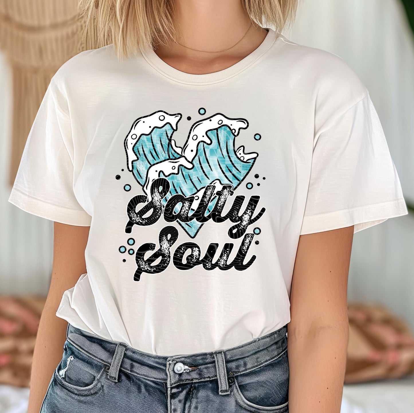 Salty Soul DTF Transfer Ready For Press, Summer Dtf Print, Waves DTF Transfer, Beach Dtf, Heat Press Transfer Direct To Film Custom Transfer