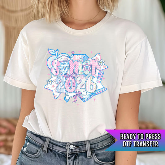 Senior 2026 DTF Transfer Ready For Press, Coquette Bow Dtf Print, Direct To Film, Teacher, Heat Press Transfer, Graduation, School Transfer