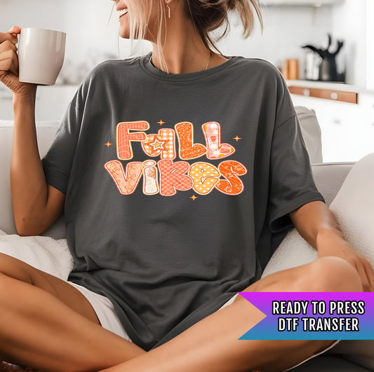 Fall Vibes DTF Transfer Ready For Press, Fall DTF Print, Coquette Bow, Fall Vibes Dtf Print, Heat Press Transfer, Sunflower, Custom Transfer