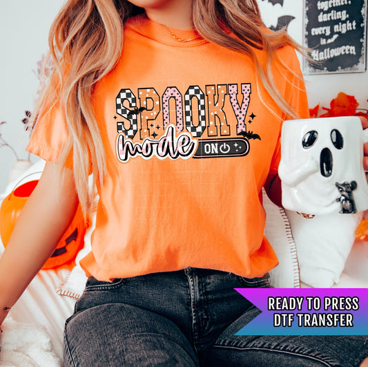 Spooky Mode On DTF Transfer, Retro Halloween DTF Transfer Ready For Press, Ghost Dtf, Heat Press Transfer, Direct To Film, Custom Transfers