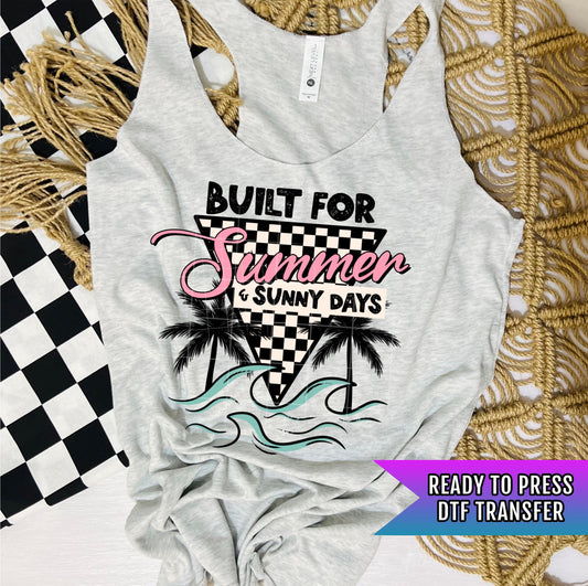 Built For Summer & Sunny Days DTF Transfer Ready For Press, Summer Dtf Print, Waves DTF Transfer, Beach, Heat Press Transfer, Direct To Film