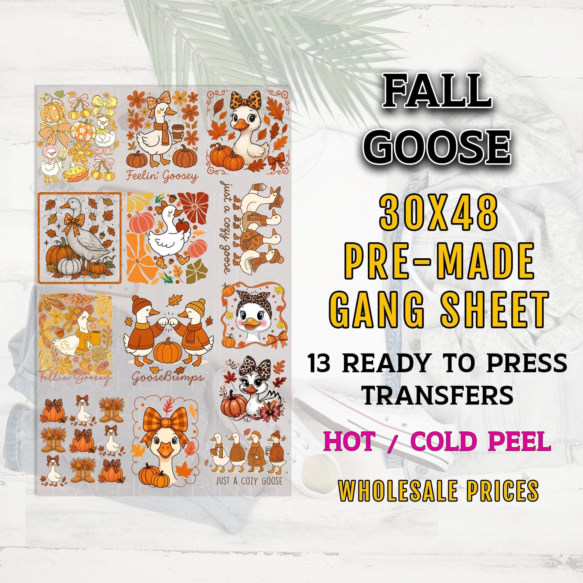 Fall Goose Gang Sheet, Fall DTF Transfers, Fall Goose DTF Transfer Ready For Press, Fall DTF Ready to Press, Tshirt Design, Cute Prints, Dtf
