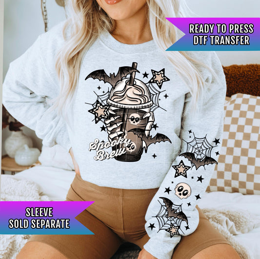 Spooky Brew DTF Transfer Ready For Press, Coffee Lover DTF Prints, Halloween Dtf Transfer, Spooky Season, Heat Press Transfer Direct To Film