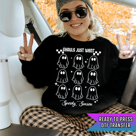 Ghouls Just Want DTF Transfer, Halloween Vibes DTF Transfers Ready For Press, Spooky Season Dtf Prints, Heat Press Transfer, Custom Transfer