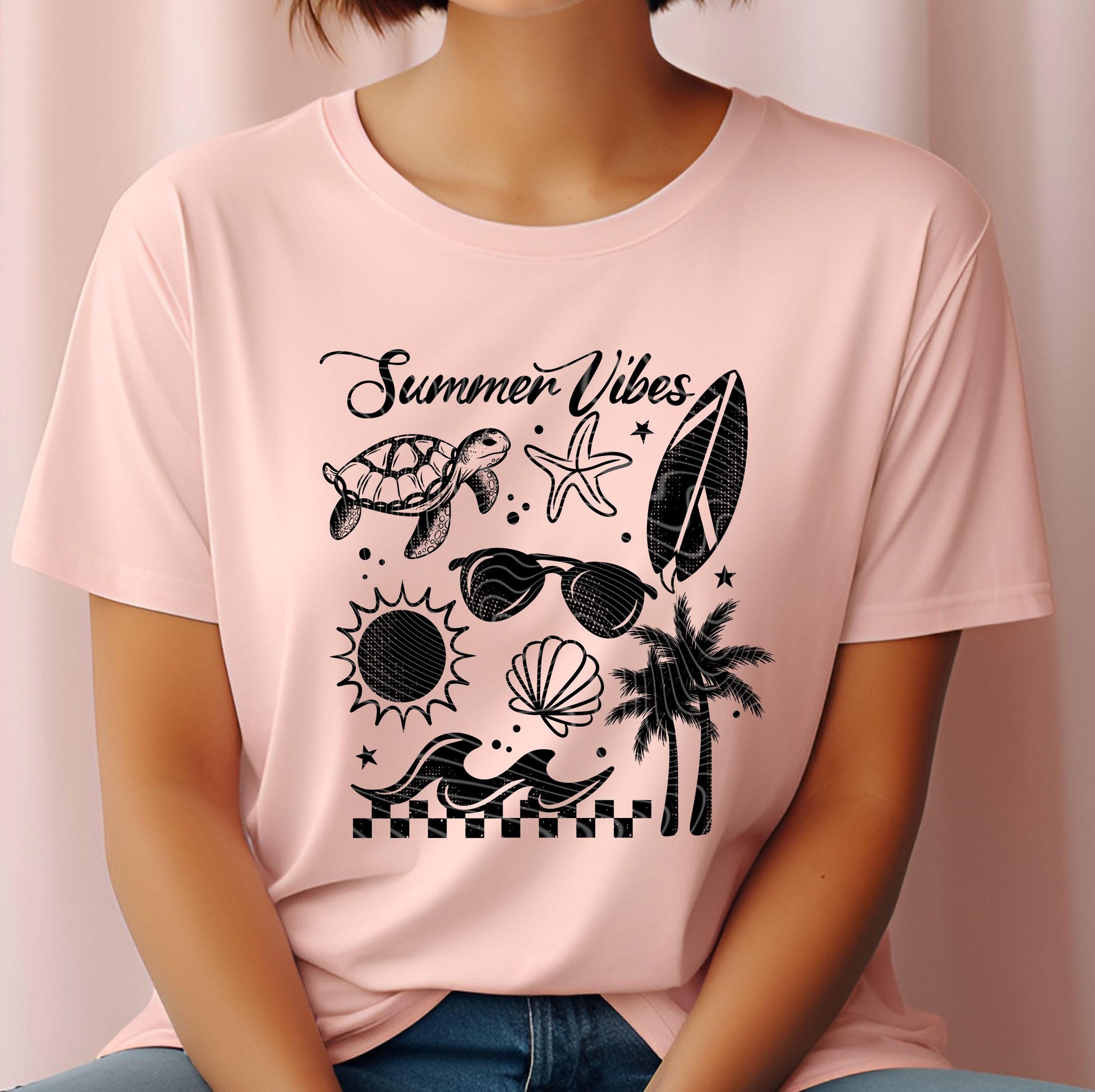 Summer Vibes DTF Transfer Ready For Press, Beach Vacation Dtf Print, Sunshine, Heat Press Transfer Direct To Film Custom Transfer Beach Life