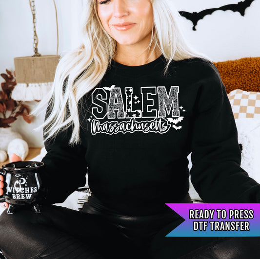Salem Massachusetts DTF Transfer, Halloween DTF Transfer Ready For Press, Witchy Vibes, Heat Press Transfer, Custom Transfer, Direct To Film