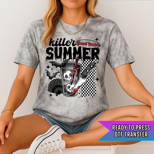 Killer Summer DTF Transfer Ready For Press, Halloween Beach Dtf Prints, Spooky Season, Heat Press Transfer, Direct To Film, Custom Transfers