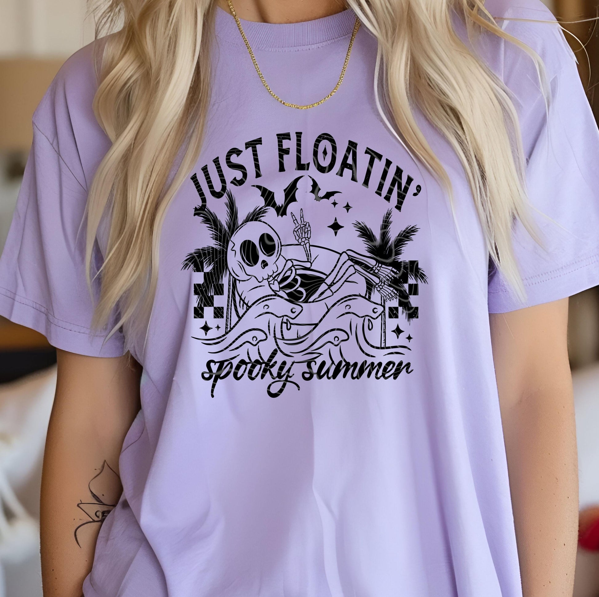 Just Floatin' Spooky Summer DTF Transfers Ready For Press, Halloween Beach Dtf Print, Heat Press Transfers, Direct To Film, Custom Transfers