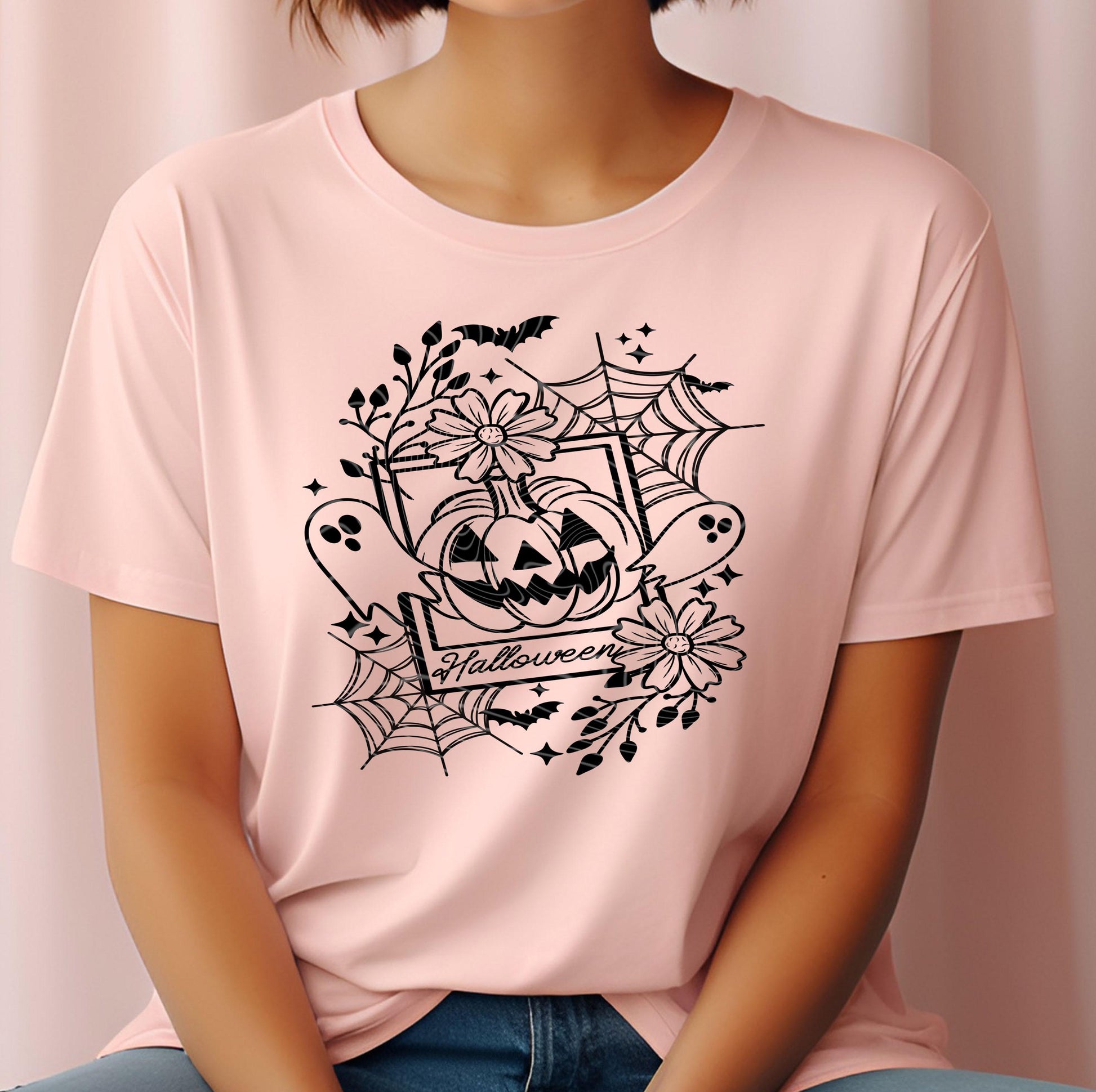 Halloween Pumpkin Ghost DTF Transfer, Halloween DTF Transfer Ready For Press, Heat Press Transfer, Horror Dtf Direct To Film Custom Transfer