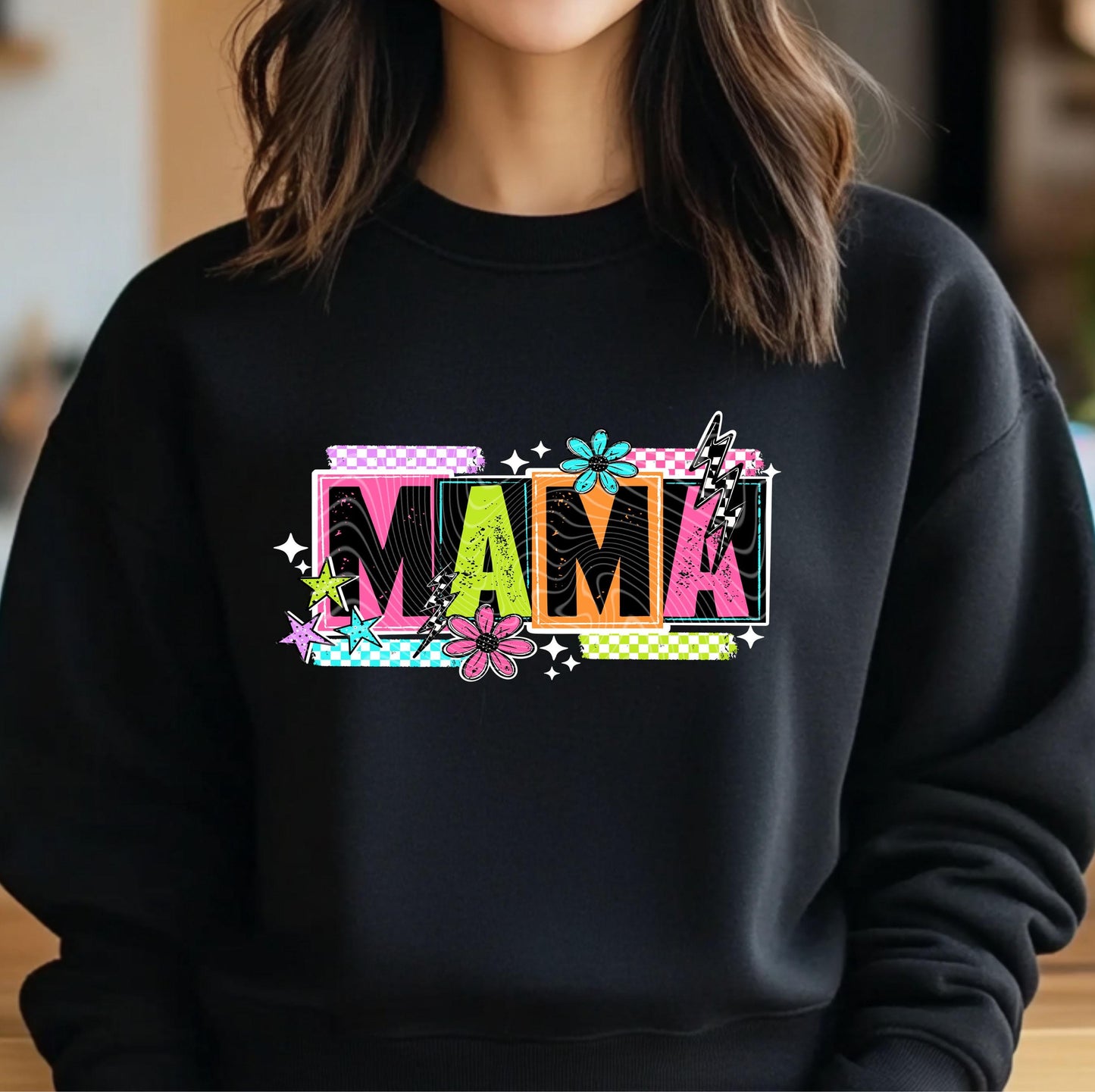 Retro Groovy Mom DTF Transfer Ready For Press, Checkered Mama DTF Print, Heat Press Transfer, Direct To Film, Mama Transfer, Custom Transfer