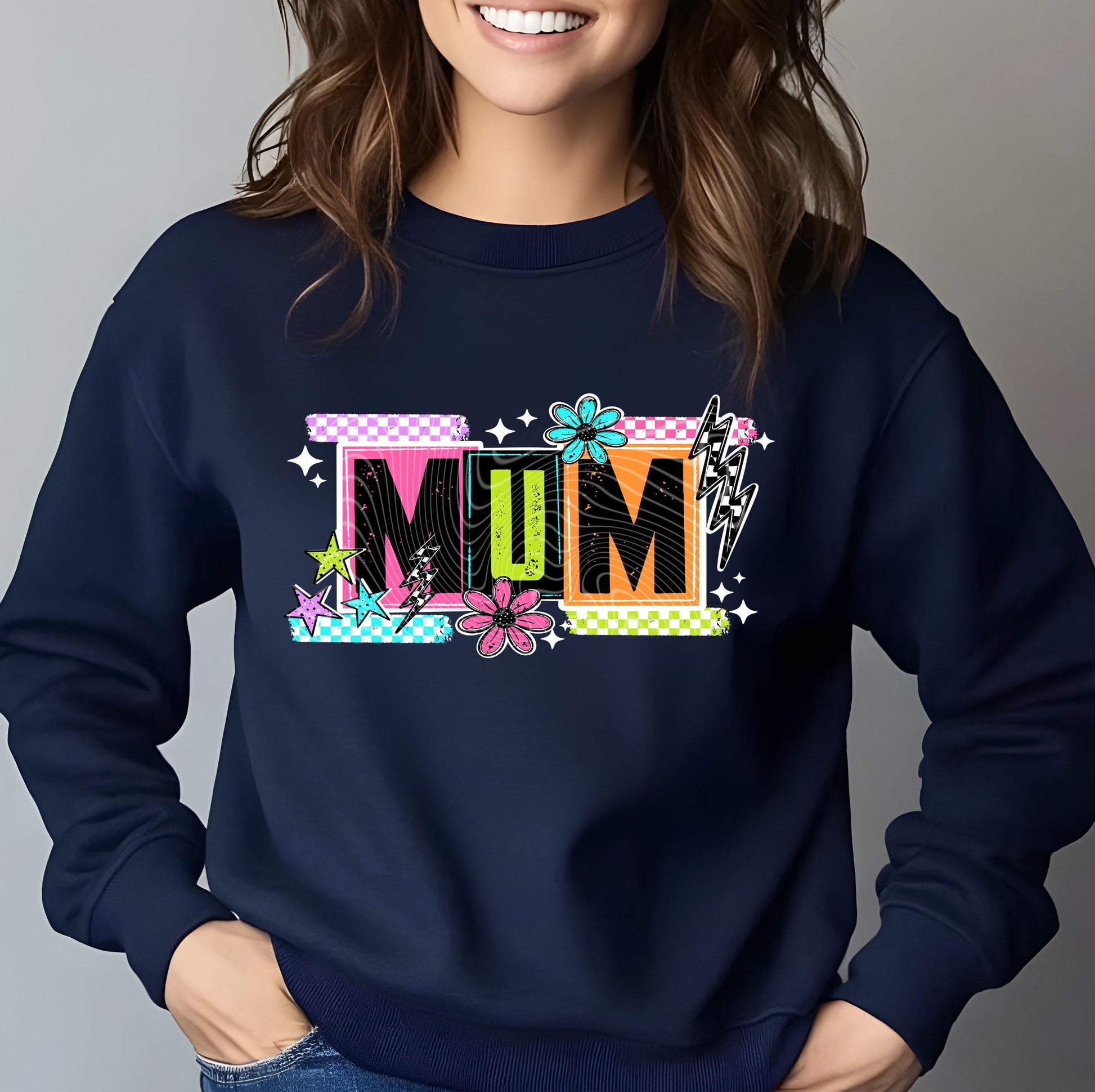 Retro Groovy Mum DTF Transfer Ready For Press, Checkered Mommy DTF Print, Heat Press Transfer, Direct To Film, Mama Transfer Custom Transfer