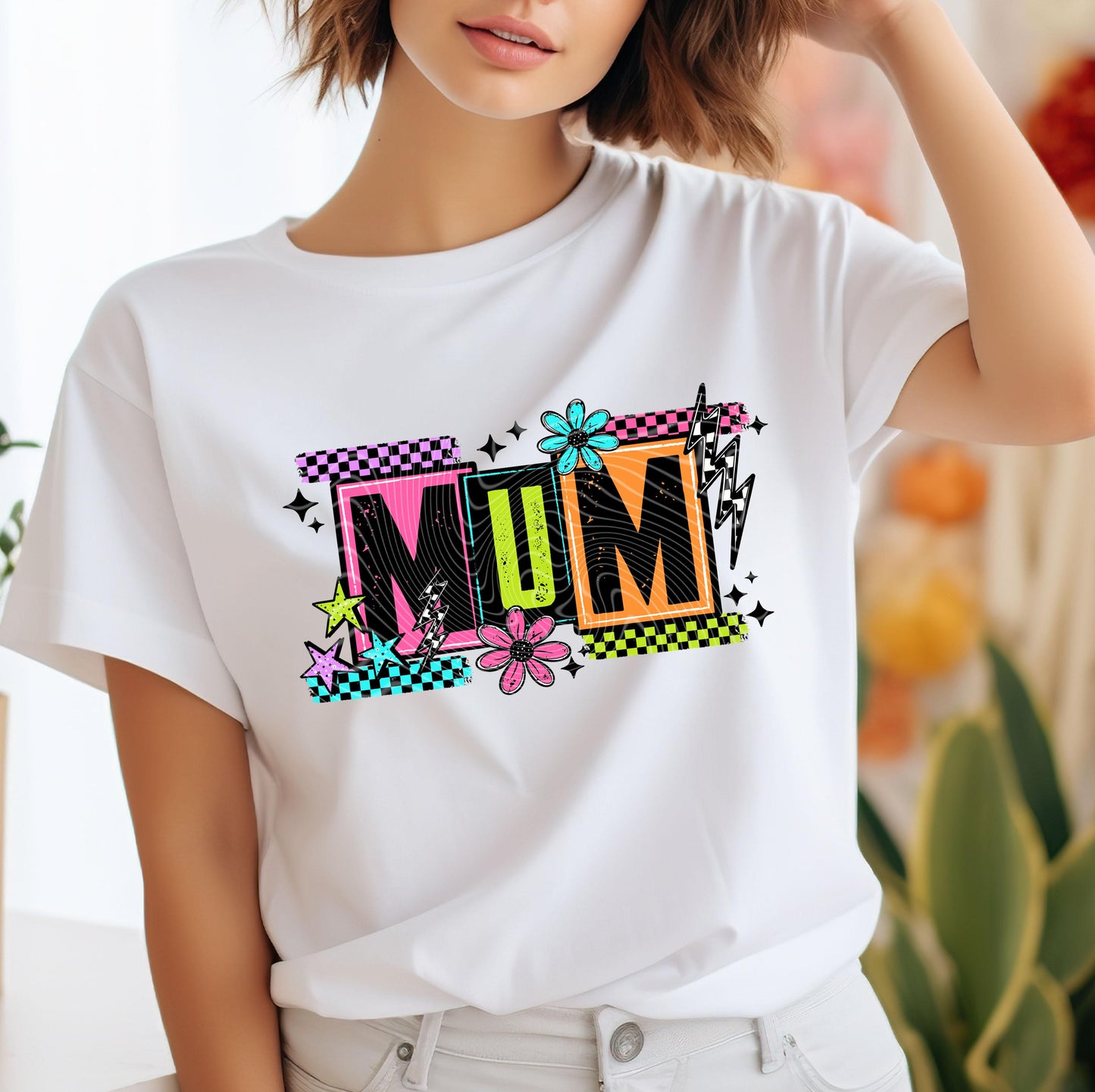 Retro Groovy Mum DTF Transfer Ready For Press, Checkered Mother DTF Print, Heat Press Transfer, Direct To Film Mama Transfer Custom Transfer