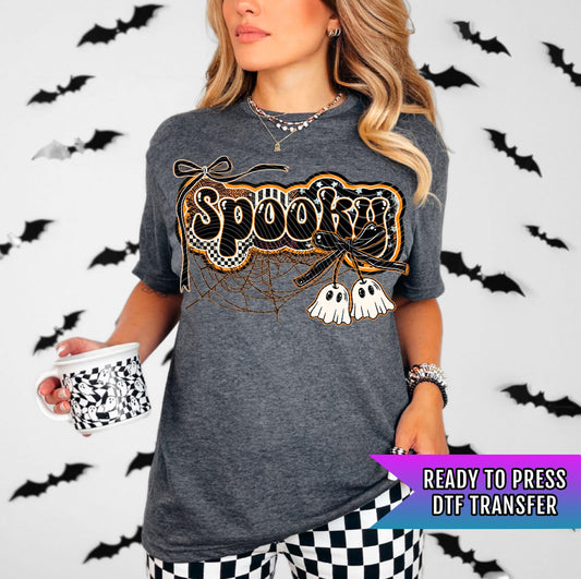 Spooky DTF Transfers, Halloween DTF Transfers Ready For Press, Spiderweb Bow Dtf Print, Heat Press Transfer, Direct To Film, Custom Transfer