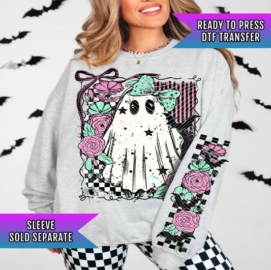 Cute Ghost DTF Transfer, Halloween DTF Transfer Ready For Press, Spooky Season Dtf Print, Heat Press Transfer Direct To Film Custom Transfer
