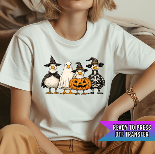 Halloween Ducks DTF Transfers, Pumpkin Ghost Skeleton DTF Transfers Ready For Press, Heat Press Transfers, Direct To Film, Custom Transfers