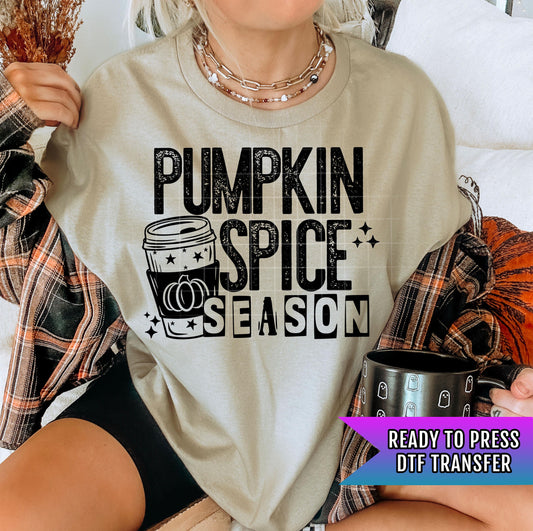 Pumpkin Spice Season DTF Transfer, Halloween DTF Transfer Ready For Press, Fall Coffee Lover Transfers, Heat Press Transfers, Direct To Film