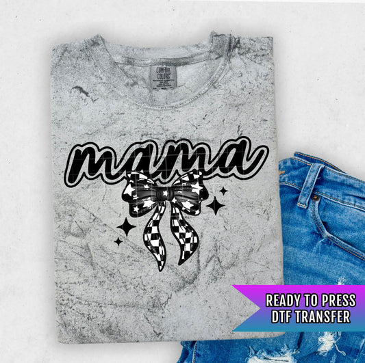 Mama DTF Transfers Ready For Press, Checkered Mommy DTF Prints, Heat Press Transfers, Direct To Film, Coquette Bow Transfer, Custom Transfer