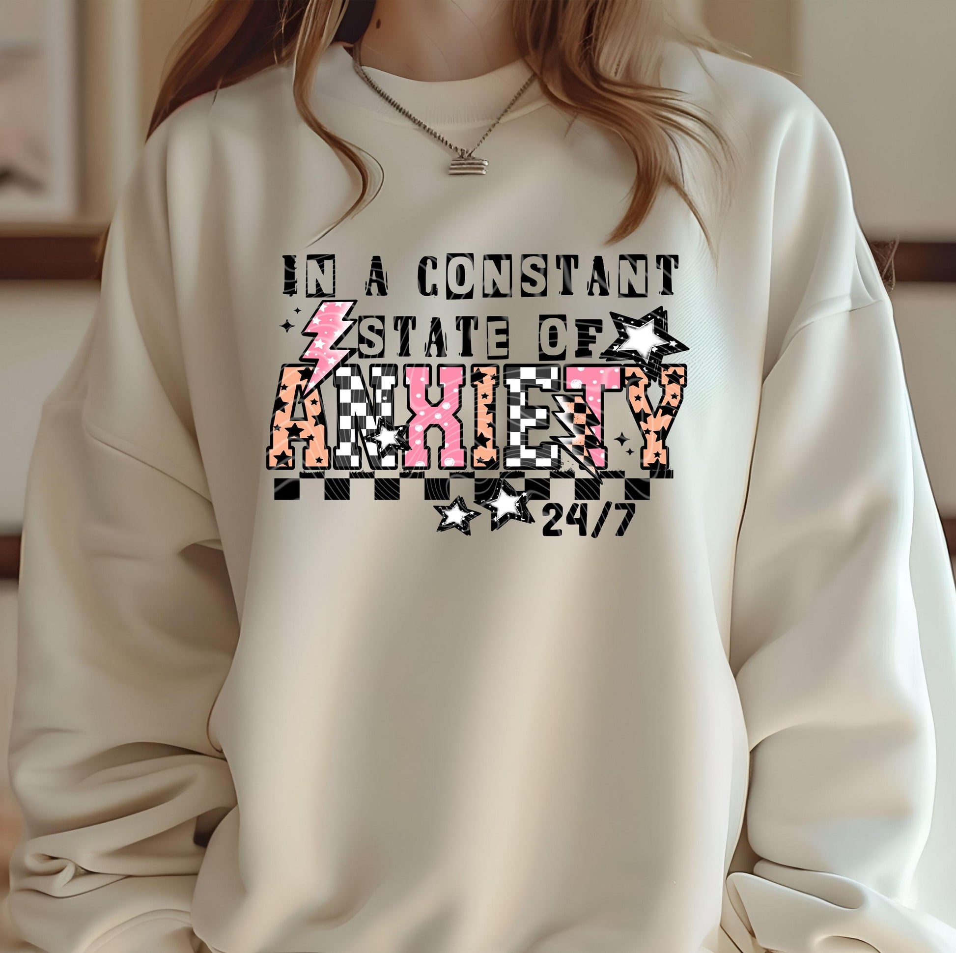 Constant State Anxiety DTF Transfer Ready For Press, Sarcastic DTF Print, Heat Press Transfer, Direct To Film, Funny Mental Health Transfers