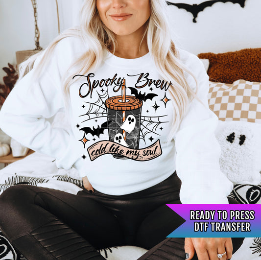 Spooky Brew DTF Transfer Ready For Press, Spooky Season Dtf, Halloween DTF Prints, Ghost, Heat Press Transfer Direct To Film Custom Transfer