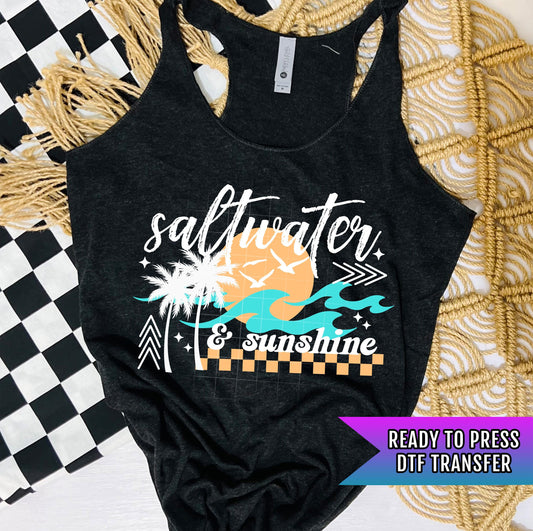 Saltwater & Sunshine DTF Transfer Ready For Press, Summer Dtf Prints, Vacay Mode DTF, Heat Press Transfers, Direct To Film, Custom Transfers