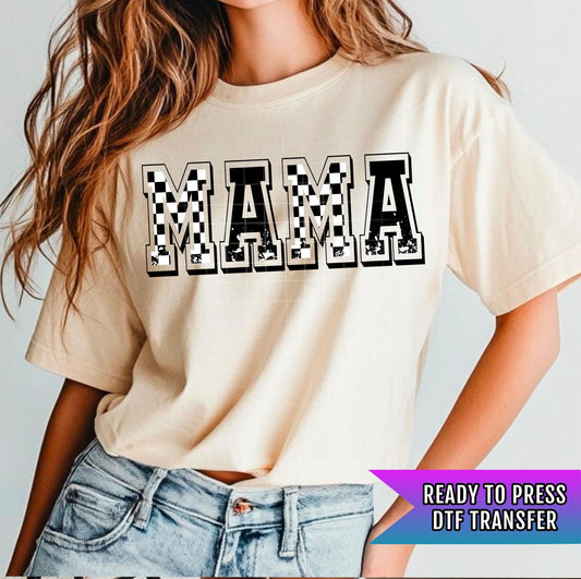 Retro Mama DTF Transfer Ready For Press, Checkered Mommy DTF Prints, Heat Press Transfer, Direct To Film, Mom Life Transfer, Custom Transfer