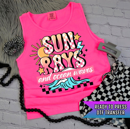 Sun Rays And Ocean Waves DTF Transfers Ready For Press, Summer Dtf, Sunshine DTF Print, Heat Press Transfer, Direct To Film, Custom Transfer