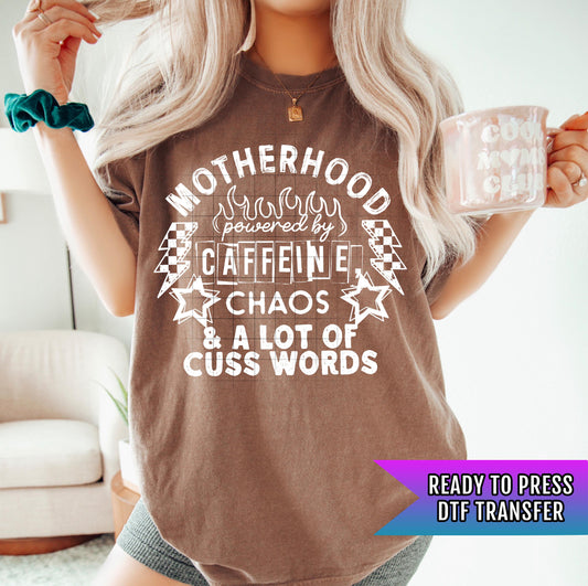 Motherhood DTF Transfers Ready For Press, Mama DTF Prints, Heat Press Transfers, Caffeine Dtf Transfer, Mom, Direct To Film, Mommy DTF Print