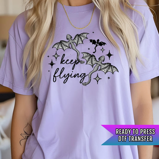 Keep Flying DTF Transfer, Halloween DTF Transfers Ready For Press, Horror DTF Prints, Heat Press Transfer, Direct To Film, Custom Transfers