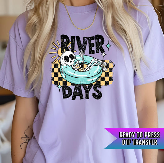 River Days DTF Transfer Ready For Press, Retro Summer Dtf Print, Skeleton DTF Transfer, Heat Press Transfer, Direct To Film, Custom Transfer