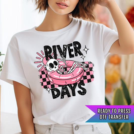 River Days DTF Transfer Ready For Press, Summer Dtf Print, Skeleton DTF Transfer, Beach, Heat Press Transfer, Direct To Film Custom Transfer