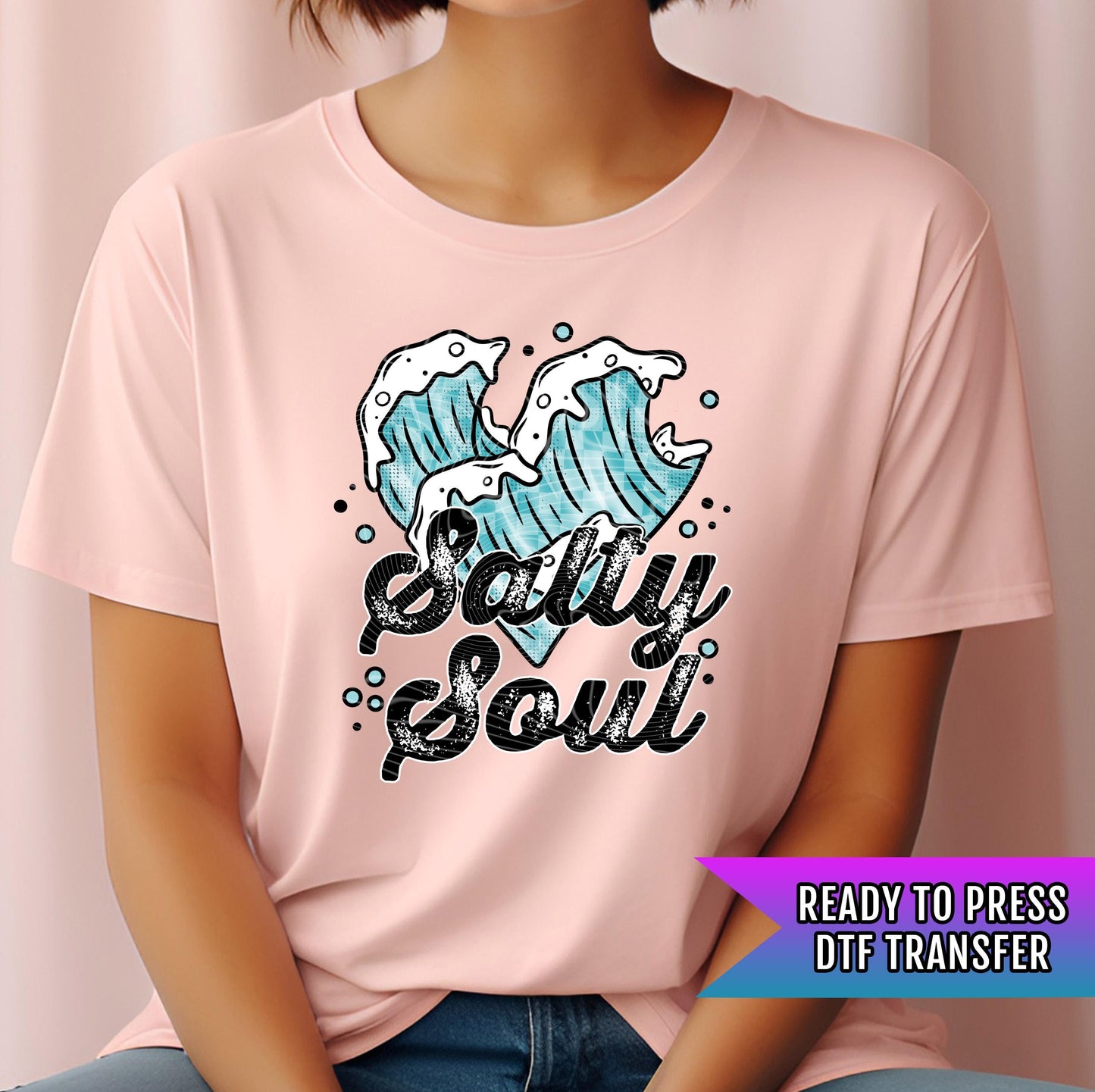 Salty Soul DTF Transfer Ready For Press, Summer Dtf Print, Waves DTF Transfer, Beach Dtf, Heat Press Transfer Direct To Film Custom Transfer