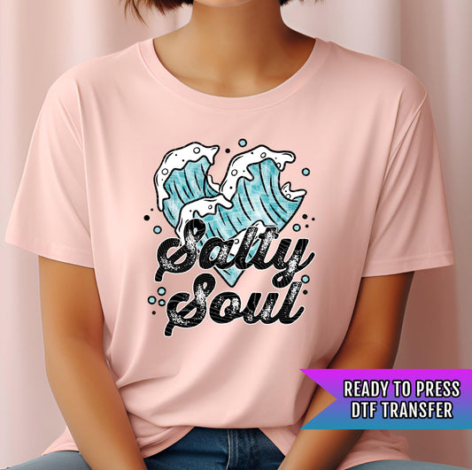 Salty Soul DTF Transfer Ready For Press, Summer Dtf Print, Waves DTF Transfer, Beach Dtf, Heat Press Transfer Direct To Film Custom Transfer