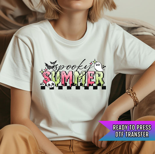 Spooky Summer DTF Transfer Ready For Press, Summer Dtf Print, Halloween DTF, Ghost Dtf, Heat Press Transfer, Direct To Film, Custom Transfer
