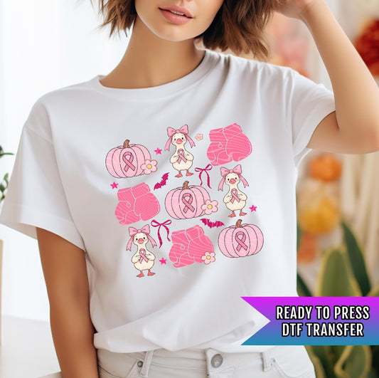 Pink Pumpkin Duckie DTF Transfer Ready For Press, Cancer Fighter Dtf, Breast Cancer Awareness Dtf Print, Heat Press Transfer, Direct To Film