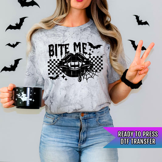 Bite Me DTF Transfers Ready For Press, Vampire Lips Halloween Dtf, Spooky DTF Prints, Heat Press Transfers, Direct To Film, Custom Transfers