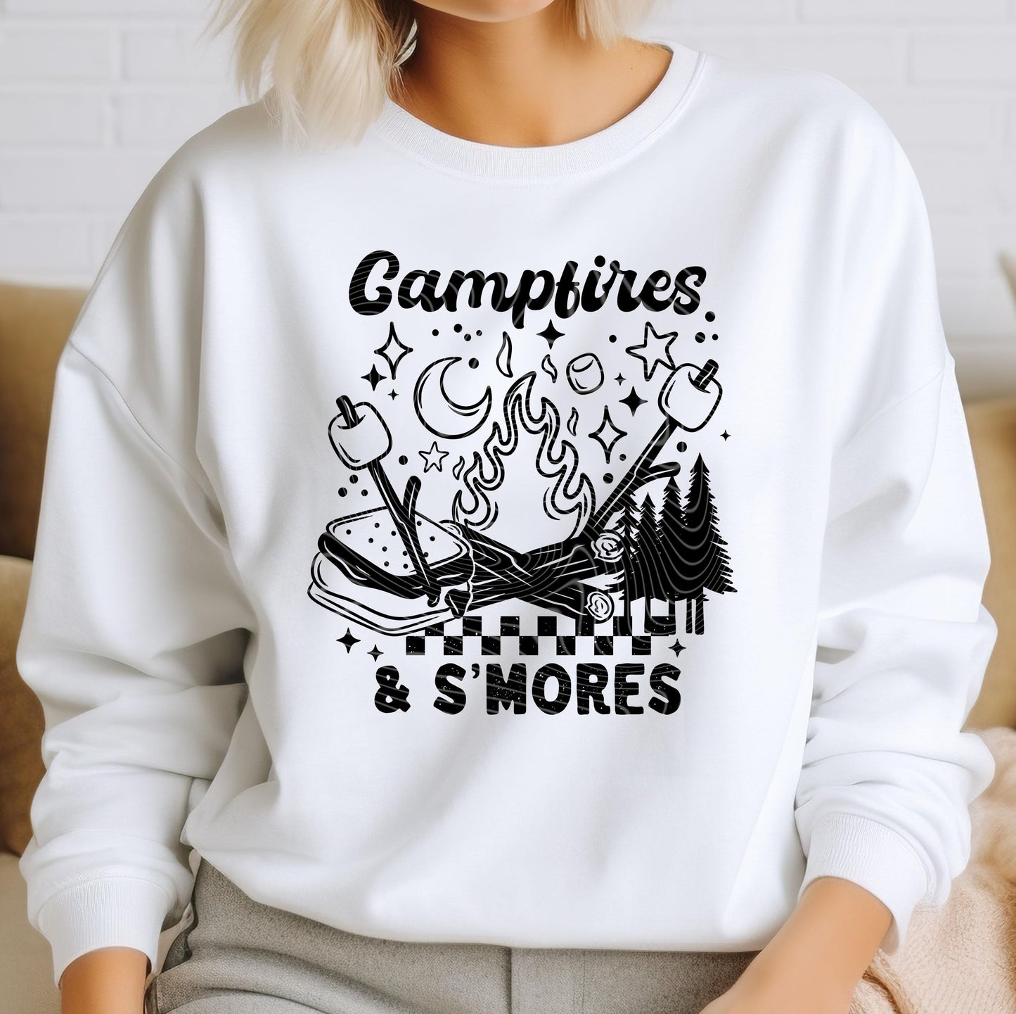 Campfires & S'mores DTF Transfer Ready For Press, Camping Lover Dtf Print, Camper Dtf, Heat Press Transfer, Direct To Film, Custom Transfer