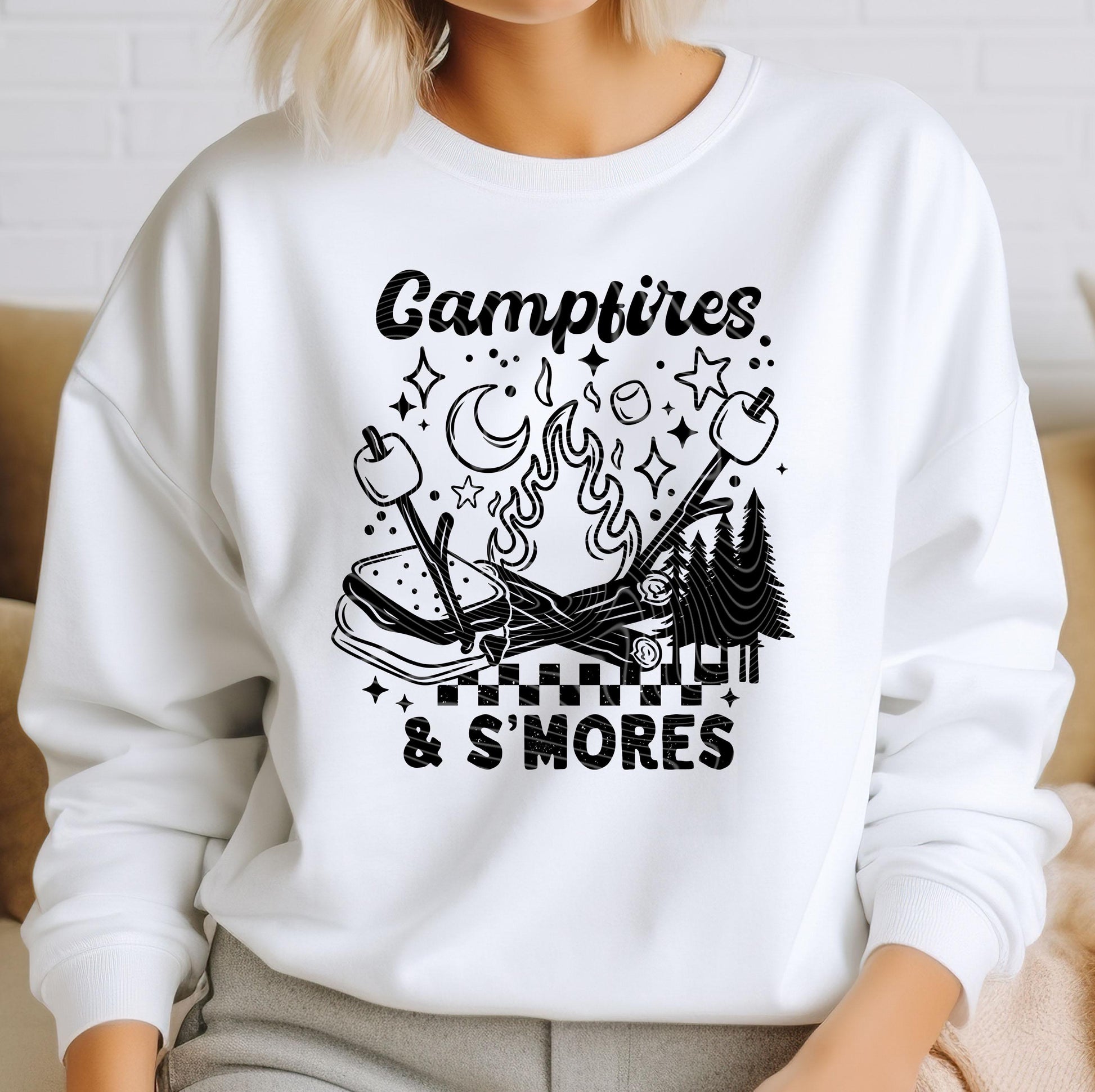 Campfires & S'mores DTF Transfer Ready For Press, Camping Lover Dtf Print, Camper Dtf, Heat Press Transfer, Direct To Film, Custom Transfer
