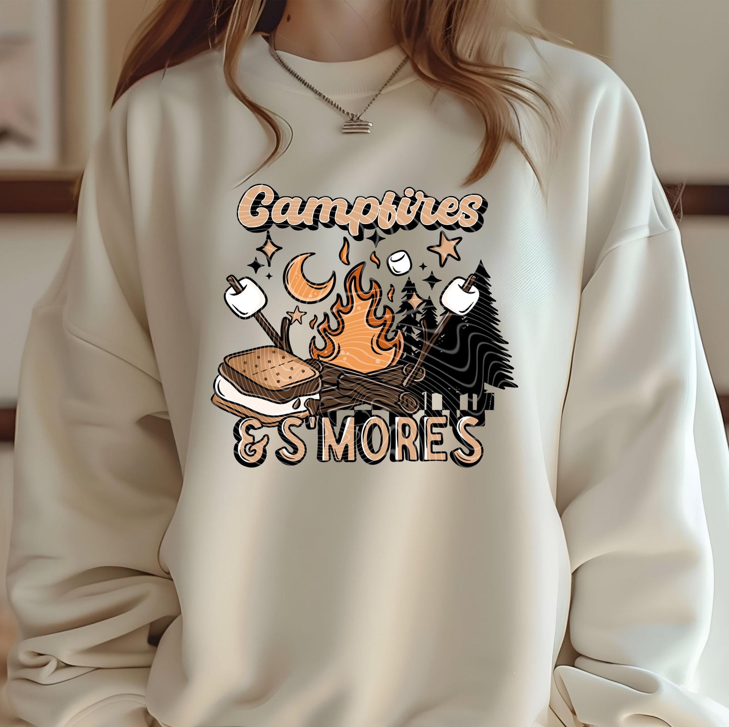 Campfires & S'mores DTF Transfer Ready For Press, Cozy Camping Dtf Print, Camper Dtf, Heat Press Transfer, Direct To Film, Custom Transfer