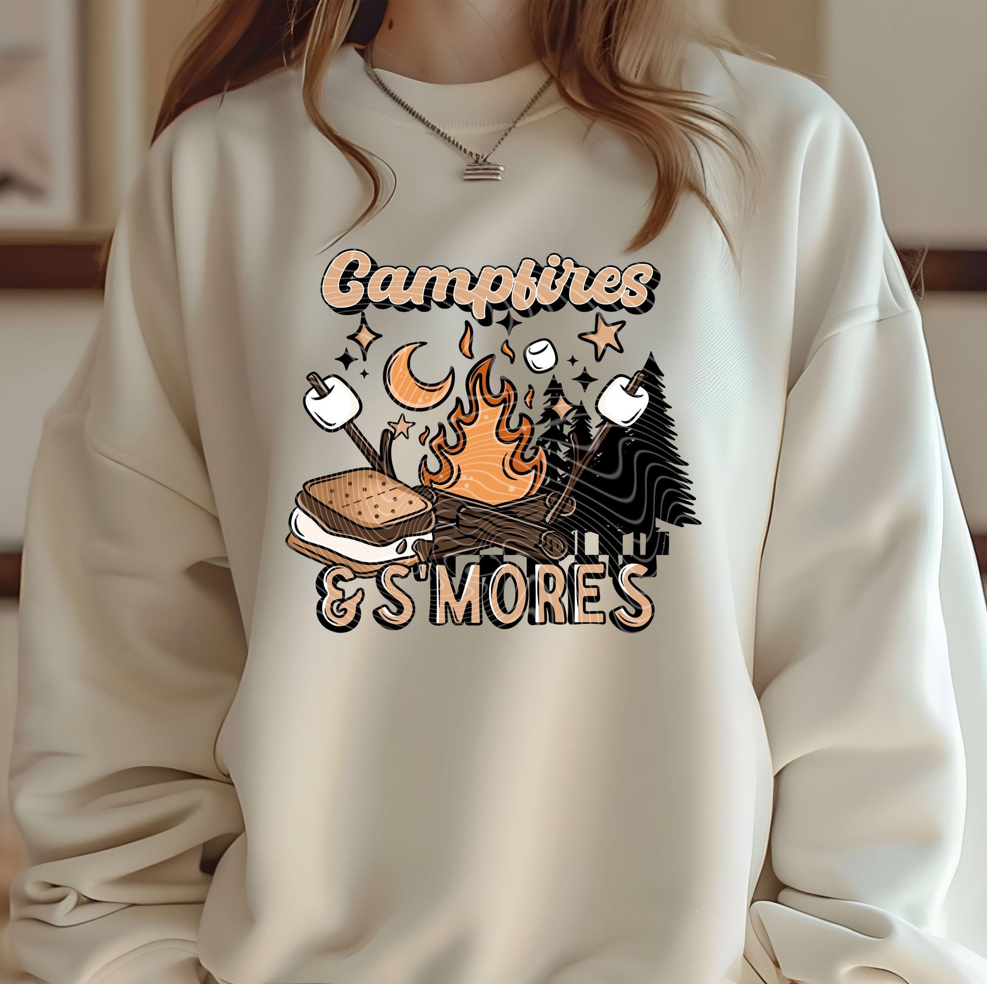 Campfires & S'mores DTF Transfer Ready For Press, Cozy Camping Dtf Print, Camper Dtf, Heat Press Transfer, Direct To Film, Custom Transfer