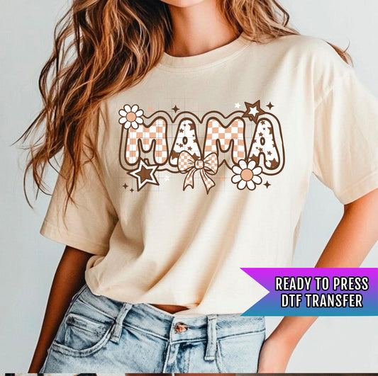 Mama DTF Transfer Ready For Press, Mom DTF Print, Heat Press Transfer, Direct To Film, Coquette Bow DTF Print Custom Transfer Mommy Transfer
