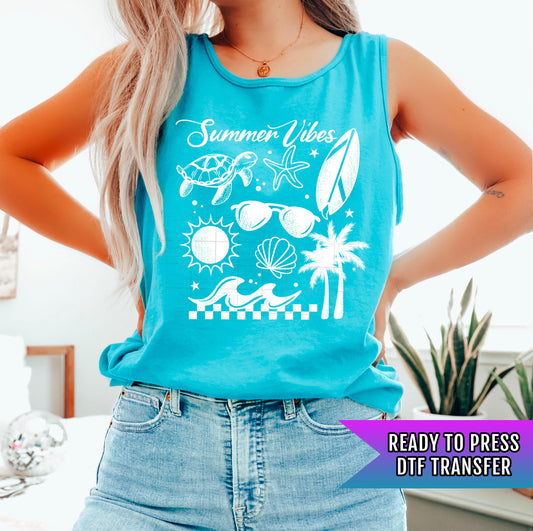 Coastal Summer Vibes DTF Transfer Ready For Press, Beach Vacation Dtf Print, Sunshine, Heat Press Transfer, Direct To Film, Custom Transfers