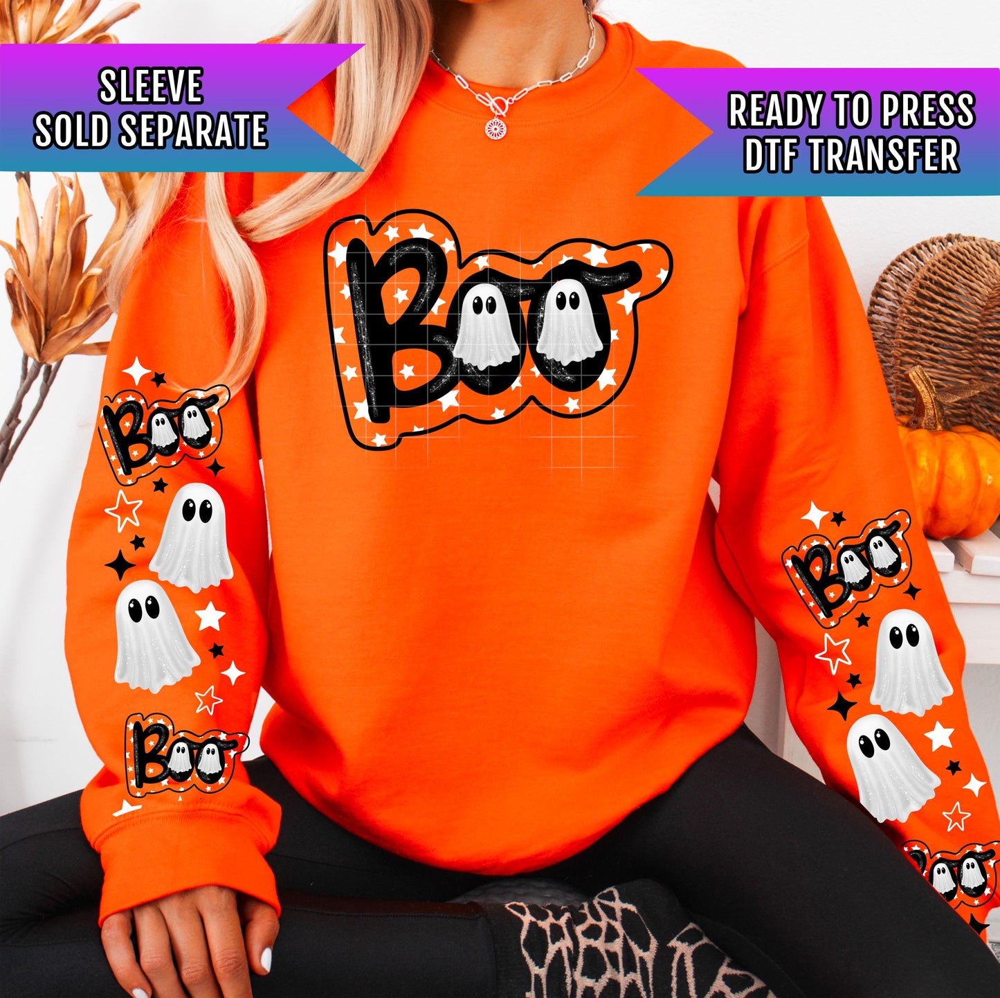 Boo Ghosts DTF Transfer, Halloween DTF Transfers Ready For Press, Heat Press Transfers, Direct To Film, Custom Transfers, Spooky Season Dtf