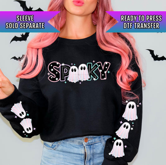 Spooky Ghosts DTF Transfer, Halloween DTF Transfers Ready For Press, Heat Press Transfer, Direct To Film, Custom Transfer, Spooky Season Dtf