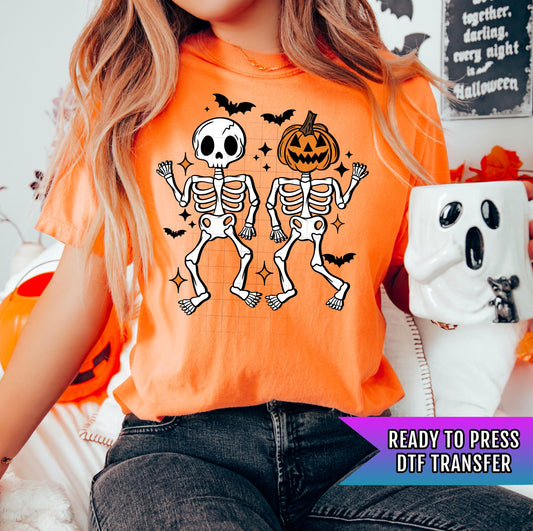 Dancing Skeletons DTF Transfer Ready For Press, Halloween DTF Print, Heat Press Transfer, Direct To Film, Custom Transfer, Spooky Season Dtf