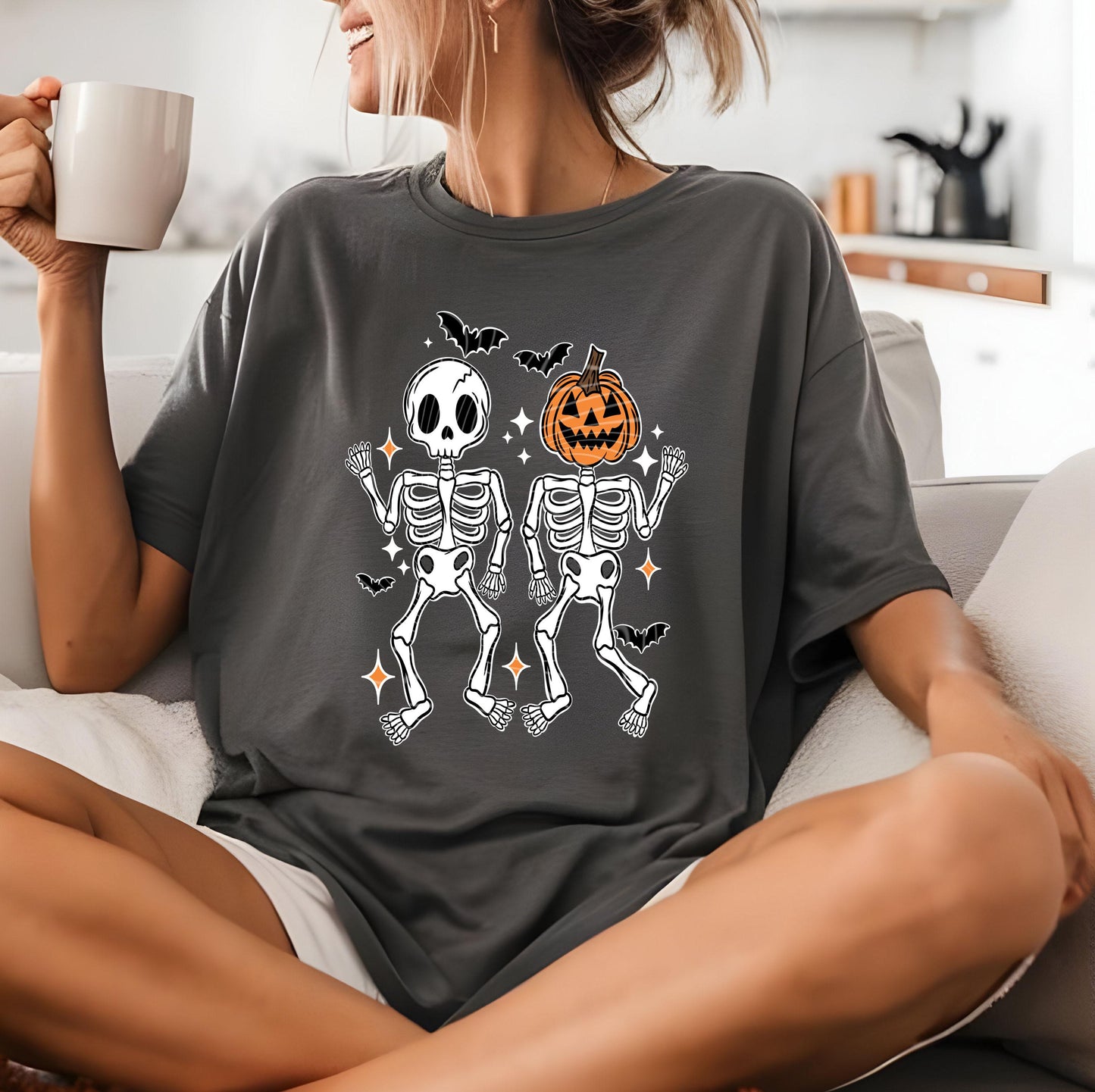 Dancing Skeletons DTF Transfer Ready For Press, Halloween DTF Print, Heat Press Transfer, Direct To Film, Custom Transfer Pumpkin Season Dtf
